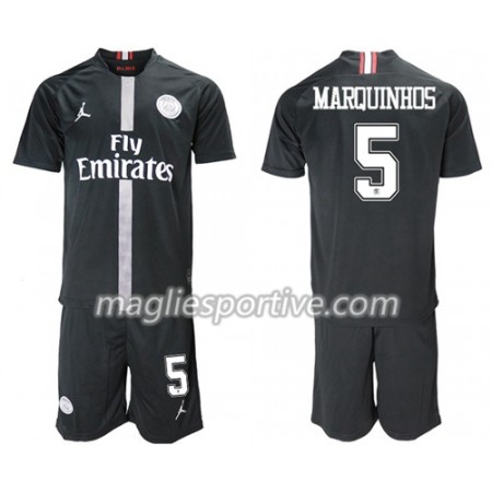 Completo Calcio Paris Saint Germain Marquinhos 5 Jordan Giallo Bambino Divisa Terza 2018/2019
